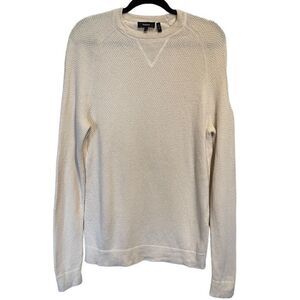 Theory- Women's Cream 100% Cashmere Fisherman's Sweater Knit Pullover, Size M